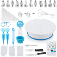 Ensemble de 66 outils de décoration de gâteaux, support rotatif pour gâteaux, douilles à pâtisserie, poches à douille, outils de glaçage, kit de pâtisserie DIY pour débutants