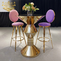Meubles de fête, table de bar moderne en acier inoxydable doré pour mariage, salon et hôtel, en stock