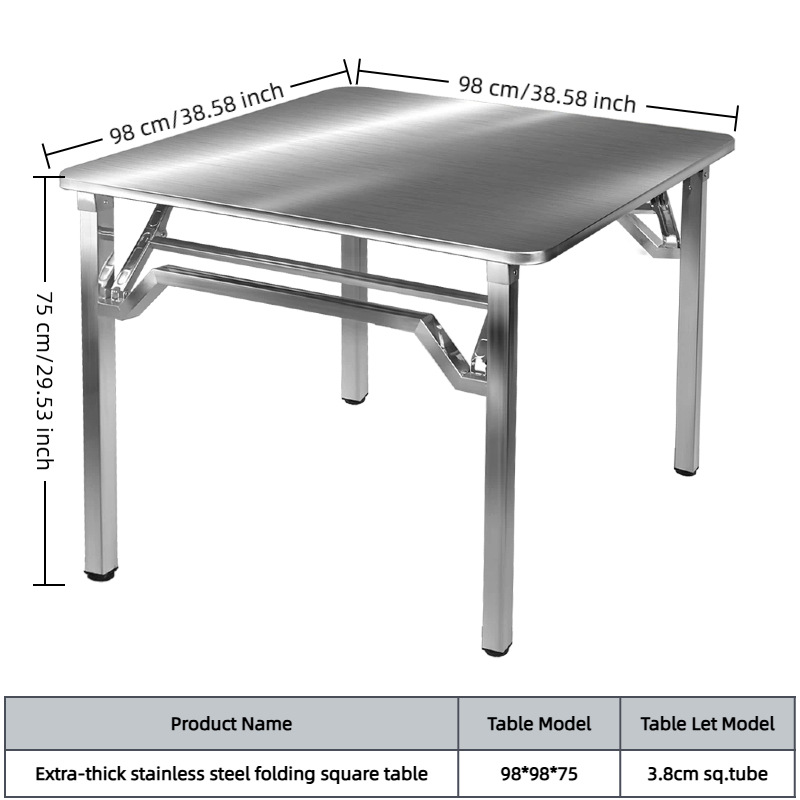 Mesa cuadrada plegable extra gruesa de 989875 cm.