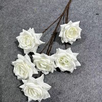 Hochwertige, realistische, handgefertigte einzelne rosa und rote Seidenrosen (6 Blütenköpfe) als künstliche Blumen für Hochzeitsdekorationen und Muttertag – Großpackung