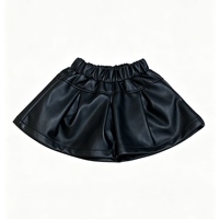 Jupe plissée en jean respirant et similicuir PU pour filles, taille élastique, coupe trapèze, mini, collection automne, vente en gros, vêtements pour enfants, OEM