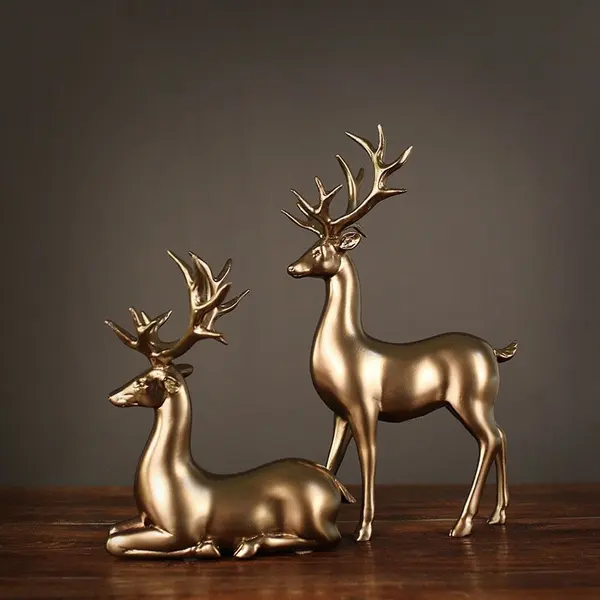 Gold Farbe Hirsch Statue Skulpturen Harz Hirsche Wohnzimmer Schlafzimmer Weins chrank Ornamente Hochzeits geschenke