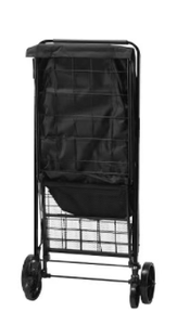 <b>Foldable</b> Steel Shopping Trolley 1 Handle Durable 60L Capacity Grocery <b>Cart</b> Black Wire Frame Utility Bag Carrier Indoor Outdoor - Product Image 2