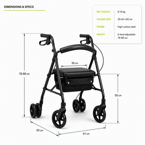 <span class=keywords><strong>Deambulatore</strong></span> Rollator <span class=keywords><strong>con</strong></span> <span class=keywords><strong>Freno</strong></span> a Mano a Doppia Modalità per Controllo della Velocità e Blocco <span class=keywords><strong>di</strong></span> Parcheggio, Sedile Confortevole Anti-Rollaway per Anziani, Camminata Sicura - Product Image 5