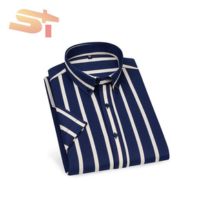 <span class=keywords><strong>Camicia</strong></span> Estiva da Uomo SIKE a Maniche Corte in <span class=keywords><strong>Seta</strong></span> Ghiaccio Elastica a Righe, Stile Coreano Casual - Product Image 6