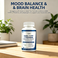 GABA 5-HTP L-Théanine Ashwagandha Mélisse Ginkgo Biloba Oméga 3 Vitamines D3 B6 B12 120 Capsules Végétaliennes Complément Améliorateur