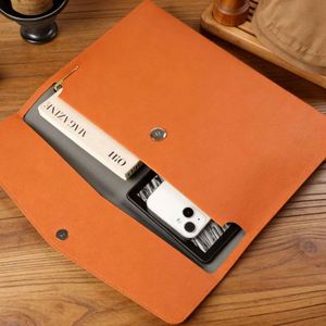 Custom Initials PU Leather <b>File</b> Folder Simple Travel Document <b>Organizer</b> Personalized A4 Document Holder Durable Document Case - Product Image 1