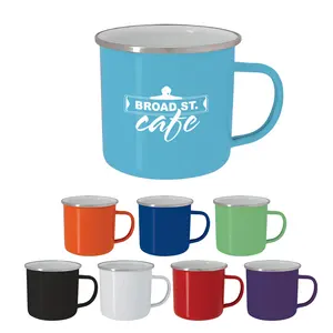 高品质圣诞咖啡杯定制，热卖设计Logo印花搪瓷咖啡杯批发野营杯