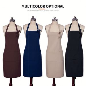 Custom Logo Woven Unisex <b>Kitchen</b> <b>Apron</b> Oil Water Proof Polyester Chef Cooking Adjustable Neck Strap Pockets Restaurant Bar Use - Product Image 2