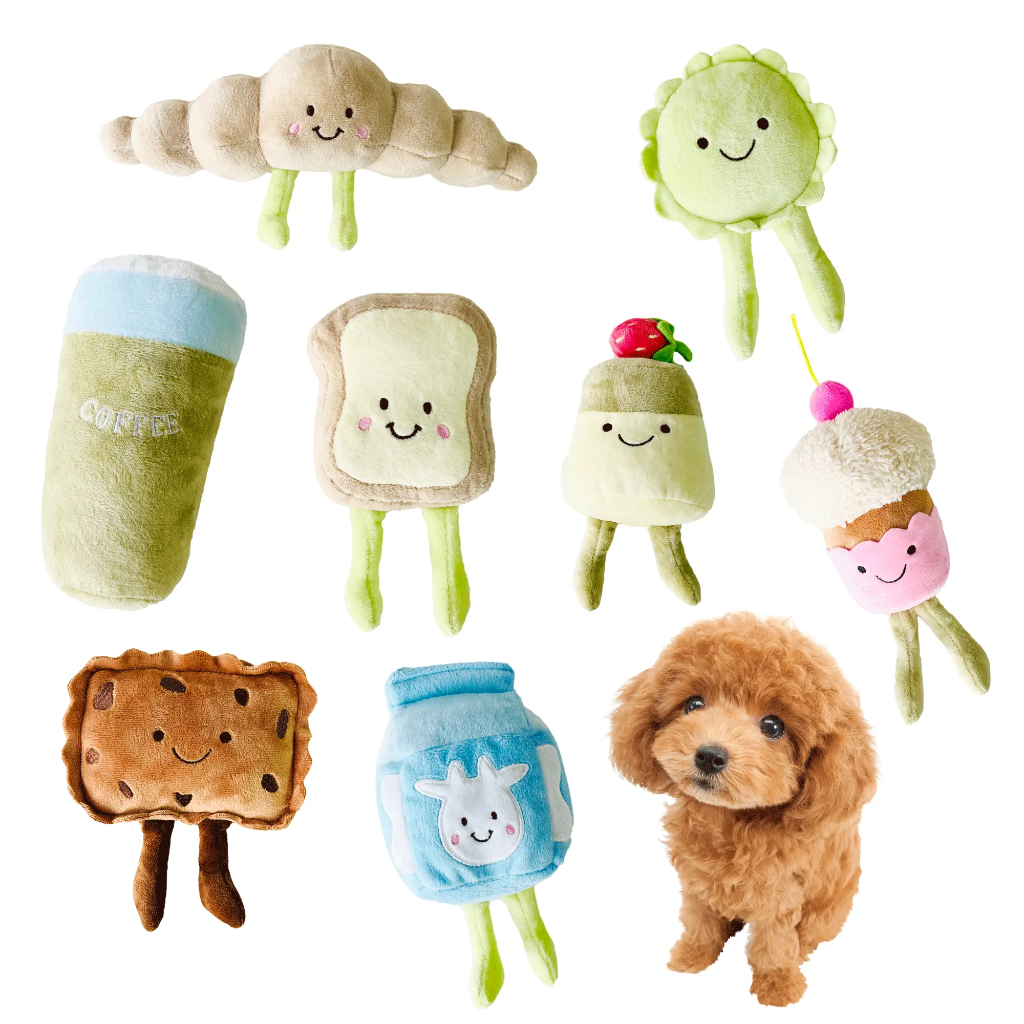 Soft Stuffed Cute Breads Custom Plush Squeaky Dog Chew Toys