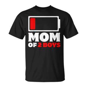 T-shirt Maman de 2 garçons : Batterie faible - Product Image 1