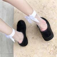 Chaussettes d'été minces et sexy en résille de nylon pour femmes avec gros nœud