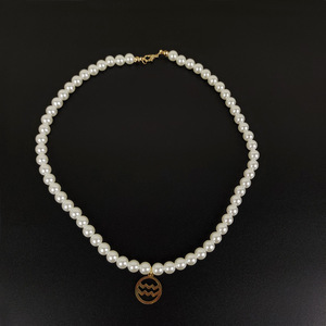 Colliers à pendentifs Go Party 12 Horoscope Colliers à chaînes de perles Bijoux en acier inoxydable Collier de signe du zodiaque pour femmes filles - Product Image 5