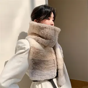 Fashion hot sale women winter warm scarves knitted mink scarf