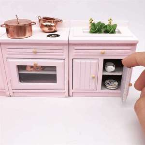 Meubles miniatures pour maison de poupée 1:12, armoires de cuisine, modèle de nourriture miniature, combinaison table de cuisson, évier et comptoir - Product Image 2