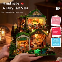 Rumah Pohon Dongeng Hutan Kayu DIY, Model Villa Miniatur 3D untuk Perakitan, Hadiah Ulang Tahun Kreatif untuk Usia 14+ Tahun