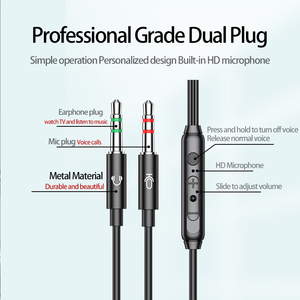 Điện Thoại Cầm Tay Hai Đầu Cắm Tai Nghe Chơi Game Có Dây 3.5Mm Tai Nghe Có Dây Tai Nghe Chơi Game Có Micrô Cho Máy Tính Điện Thoại Di Động - Product Image 2