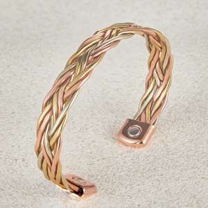 Nieuwe collectie driekleurige twist mode uitbreidbare magnetische massief koperen gezondheidsbalans therapie armbanden armband sieraden - Product Image 4