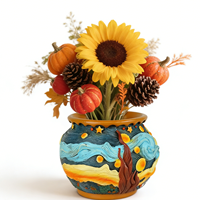 Pot de fleurs en résine en forme de vache des Highlands avec lumière solaire, panneau de bienvenue, fait main, marque LEADER, pot à fleurs animalier pour jardin, cour et décoration extérieure