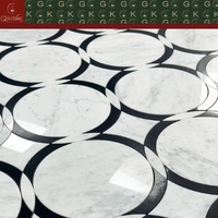 GOLDKING Mosaïque Circulaire en Marbre Noir et Blanc de Luxe pour Hôtels, Carrelage Mural Personnalisé en Pierre pour Salle de Bain, Cuisine, Décoration Murale et Artistique
