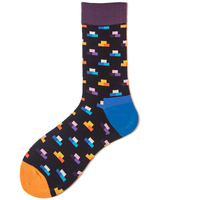 Chaussettes personnalisées créatives pour hommes, formes d'étoiles, cercle, motif cachemire coloré, chaussettes en coton Hamburger, chaussettes mignonnes pour hommes