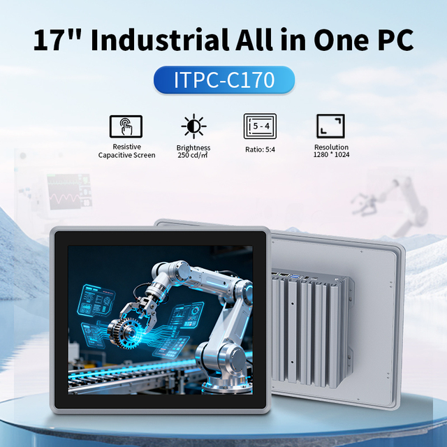 17.0inch Industrial Fanless Panel Computer Intel Core I5/J1900 CPU 32GB RAM Full Flat Touch Screen IP65 for Automation Medical
