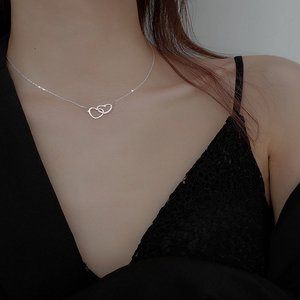 Collar con colgante de corazón de mejores amigos chapado en oro, cadena de acero inoxidable de doble bucle, nuevo diseño, <span class=keywords><strong>2022</strong></span> - Product Image 4