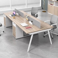 Ensemble de bureau et chaises pour personnel, 6 places, simple et moderne, en PVC ignifuge, avec écran de protection, poste de travail informatique
