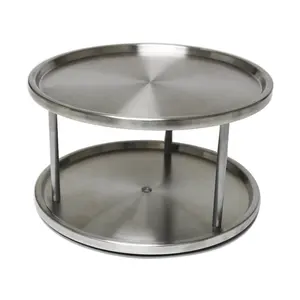 360 डिग्री turntable 2 स्तरीय डिजाइन स्टेनलेस स्टील आलसी सुसान खाने की मेज के लिए घर