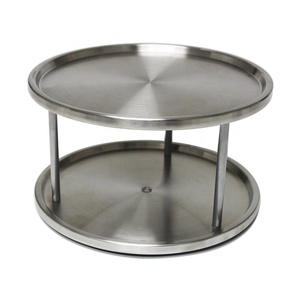 360 Grad Plattenspieler 2 Tier Design Edelstahl Lazy Susan Esstisch für zu Hause