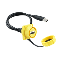 Connecteur industriel à montage sur panneau LSHITECH M21 IP67 étanche USB 2.0 avec câble d'extension de 0,3 m