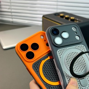Nouvelle coque de téléphone magnétique mate à dissipation thermique pour iPhone 17 12 13 Pro Max 14 15 16 Plus avec support anneau métallique et protection intégrale - Product Image 6