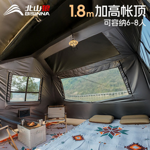 Beishan Wolf Ridge Quick Opening <b>Tent</b> 260x230x180cm 6-8 Person Four Season Camping <b>Tent</b> With <b>Canopy</b> Mocha Brown - Product Image 3