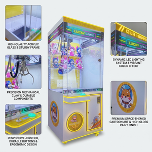 Happy Moment Macaron Color Astronaut Theme Coin Operated Professional Arcade Prize Game Plush Toy Grabber Claw Machine English - Product Image 6
