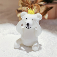 Adorable Figurine d'Ours Polaire Blanc Couronné en Verre, Décoration Artisanale, Patrimoine Culturel Immatériel, Décoration de Voiture, Figurine de Dessin Animé