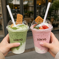LOKYO Couvercles en PET transparents, type dôme et plats, 90mm 95mm 98mm, jetables, pour smoothies, milkshakes, boba, thé au lait et boissons froides