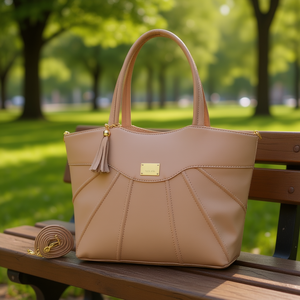 Bolso de Mano para Mujer Fana, Color Nude, Microfibra, Cuero Sintético, Decoración con Borlas, Bolso Casual para Uso Diario - Product Image 2