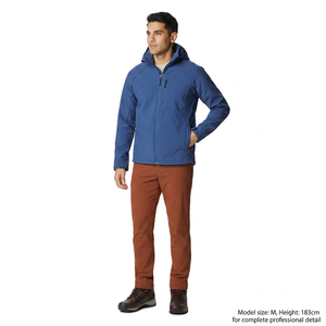 2026 Autumn Waterproof Hooded Softshell Jacket High Quality <b>Canvas</b> Custom Design Stand Collar Front Logo Wholesale Man's Jacket - Product Image 1