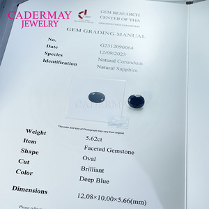 Cadermay Natural Sapphire Oval Loose Stone Deep Blue For Ring Making - Product Image 4