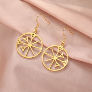 Boucles d'oreilles pour femmes avec symbole des anunnaki, symbole cunéiforme, pendentif Anu, acier inoxydable, mythologie sumérienne, bijoux - Product Image 1