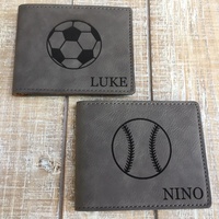 Portefeuille fin personnalisé avec monogramme gravé, en similicuir laserable, porte-cartes de crédit, cadeau pour homme