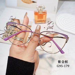 眼鏡フレームメタルファッションレディースキャットアイアンチブルーライトブロッキング眼鏡メガネ光学フレームGafas - Product Image 3