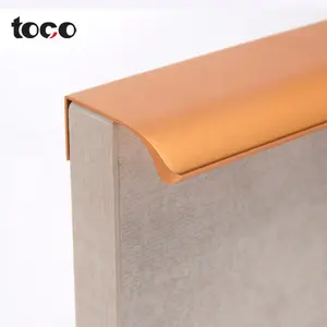 Toco Light Gold Profil Aluminium Hardware Schrank Edelstahl Versteckter Schrank L-förmige Küchen schubladen griffe Knöpfe Holztür