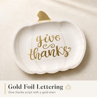 Assiettes en papier en forme de citrouille avec feuille d'or jetables pour Thanksgiving