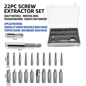 Juego de 22 extractores de tornillos, herramienta de extracción de tornillos dañados con estría espiral métrica industrial, acabado arenado, caja transparente - Product Image 2