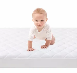 防水婴儿床床单空气提花竹绗缝床垫保护罩