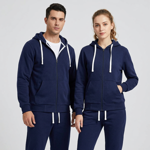 ชุดวอร์มมีฮู้ดแบบ unisex ปิดด้วยเชือกผูก ระบายอากาศได้ดี เป็นมิตรกับสิ่งแวดล้อม ผ้าฝ้ายฟลีซ 100% ลายเรียบ/ลายทาง มีกระเป๋าข้าง - Product Image 3
