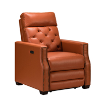 Fauteuil inclinable électrique en cuir véritable moderne avec structure en bois pour salon de coiffure/salon/réception