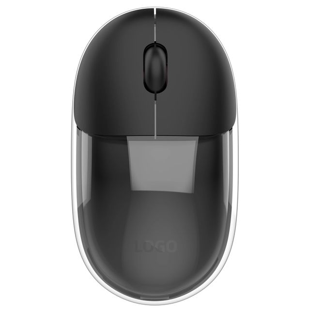OEM Custom Logo Transparent 2.4G Dual Mode Rechargeable Wireless Mouse with Optical Sensor 1200 DPI for Gift Market