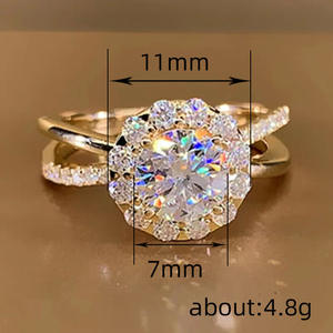 Anillo de Diamantes Q533, Oro Sólido de 18K, Corte Brillante Redondo, Diamante Natural, Joyería de Compromiso para Mujer, Color G - Product Image 5